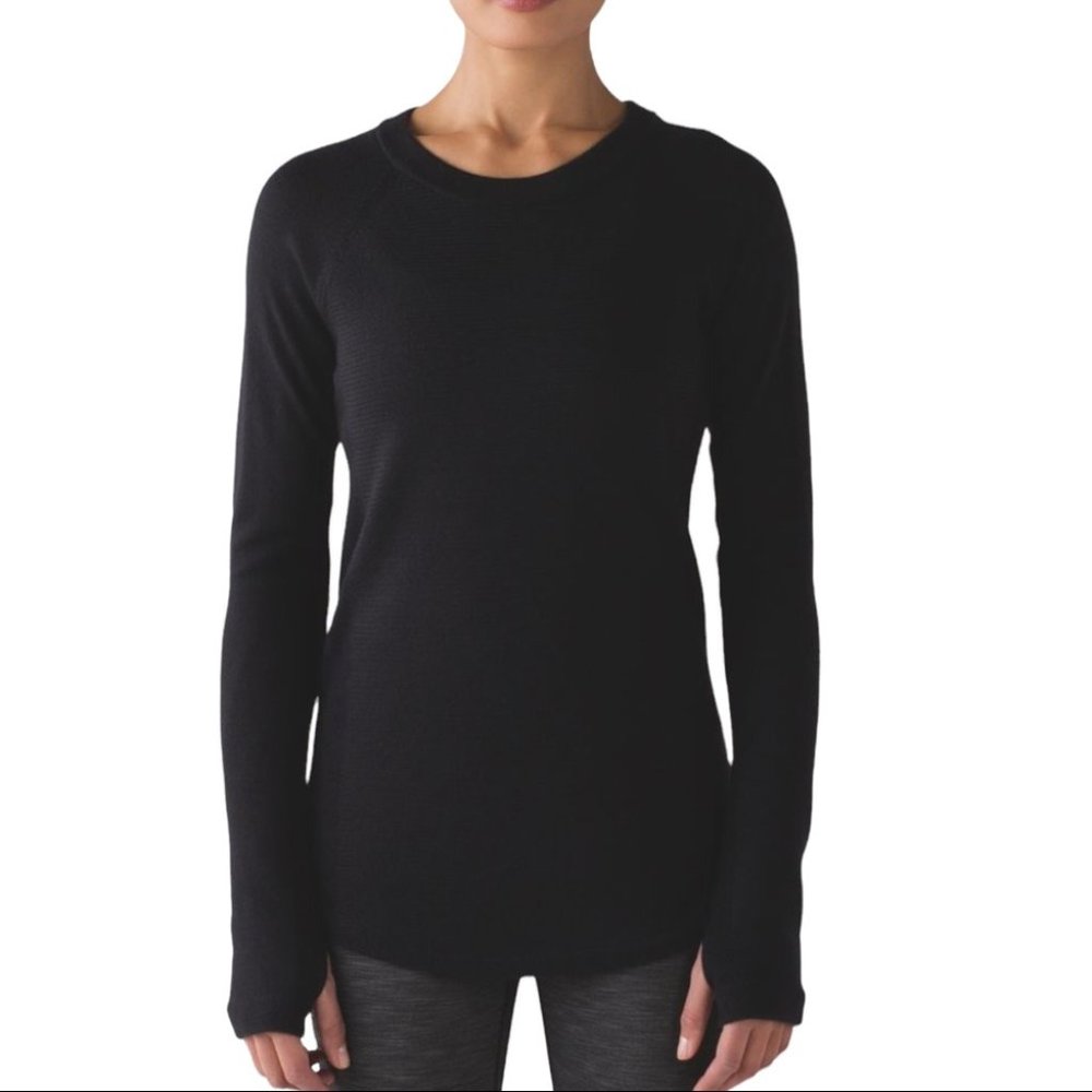 Black Women's Crewneck Thermal Sweater